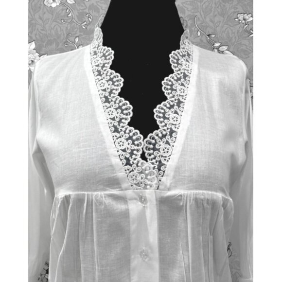 SoieRose Victorian White Cotton Nightgown with Lace Trim – SR-1227 - Picture 6 of 9